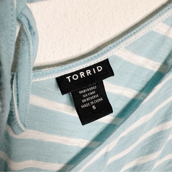 Torrid blue white striped floral crochet shoulder tank top plus size 5 - Picture 4 of 5